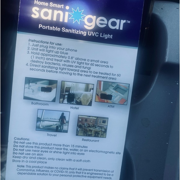 Home Smart Sani Gear Portable Sanitizing UVC Light Sealed Pack - Picture 6 of 6